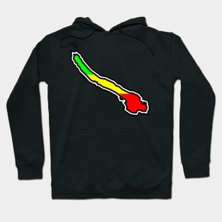 Galiano Island Silhouette in Rastafarian Flag Colours - Rasta Pattern - Galiano Island Hoodie